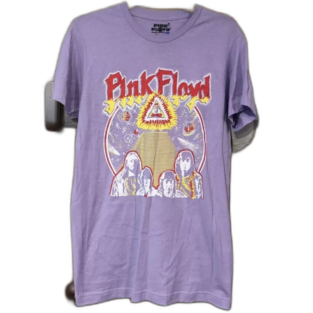 Pink Floyd Graphic T-Shirt Purple Mens Small S Rock Band Pyramid All Seeing Eye
